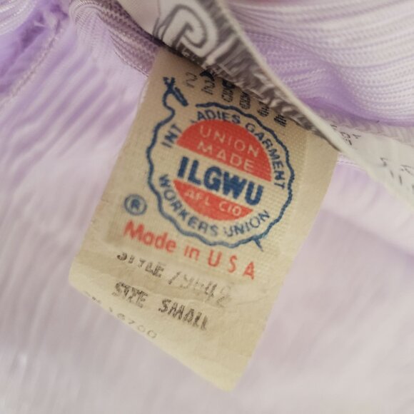 Vintage 1970s Lilac Textured Satin‎ Full Robe Lace Collar Delicate Feminine Glam - Picture 7 of 9